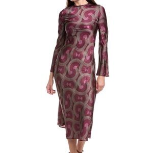 Zara Long Sleeve Dress in Purple and Brown
